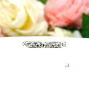 Natural White Topaz Sterling Silver Band - 2.5mm round gemstones - Alternative wedding or anniversary ring