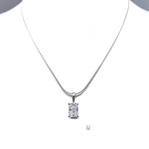 9x7mm Radiant Cubic Zirconia Claw Prong Pendant With Optional Chain FINAL SALE