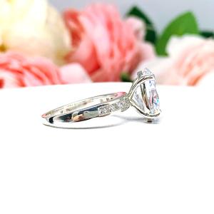 Oval-Cut CZ Channel-Set Engagement Ring • 12x8mm, Sterling Silver, Size 6