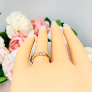 Curved Diamond Wedding Band, Contour Wedding Ring, Five Stone Diamond Ring, Five Stone Engagement Ring, Five Stone Wedding Band