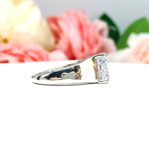 Radiant CZ Engagement Wide Band Sterling Silver Ring