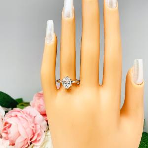 Oval CZ 6 Prong Engagement Ring 9x7mm 2 Carats 10x8mm 2.5 Carats