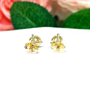 Moissanite Martini 14k Yellow Gold Stud Earrings - Authentic round moissanite - Solid gold settings - FREE 3RD DAY UPS
