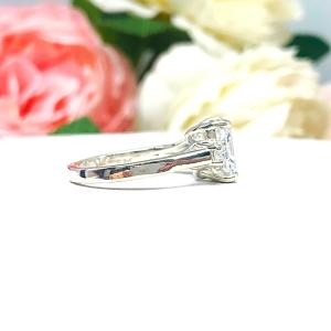 Radiant CZ 9x7mm Sterling Silver Engagement Ring Round Accents