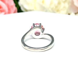 Lab Padparadscha Sapphire 8mm Round Ring Size 5
