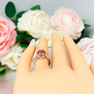 Lab Padparadscha Sapphire 8mm Round Ring Size 5