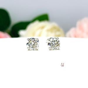 Round Moissanite Stud Earrings - Sterling Silver settings - April Birthstone Alternative - Authentic stones