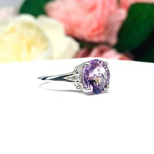 Genuine Lavender Amethyst Round Ring