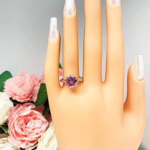 Genuine Lavender Amethyst Round Ring