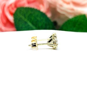 Moissanite Martini 14k Yellow Gold Stud Earrings - Authentic round moissanite - Solid gold settings - FREE 3RD DAY UPS