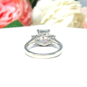 Radiant CZ 9x7mm Sterling Silver Engagement Ring Round Accents
