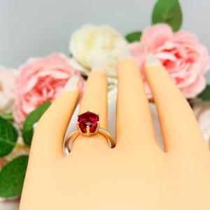 Lab Created Ruby Oval Six Prong Ring Sterling Silver