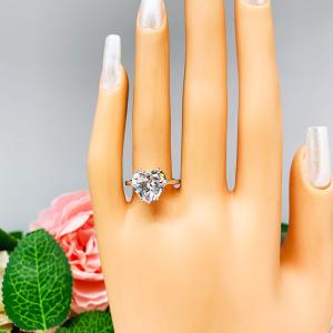 Heart Cubic Zirconia Six Prong Cathedral Engagement Ring