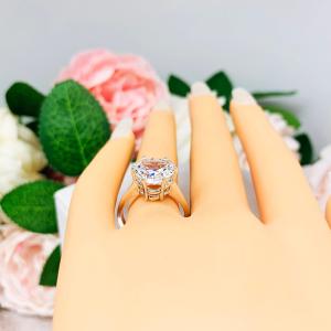 Heart Cubic Zirconia Six Prong Cathedral Engagement Ring