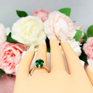 Lab Created Emerald Oval 6 Prong Ring Sterling Silver