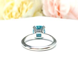 Old Mine Cut 8mm Swiss Blue Cubic Zirconia Ring