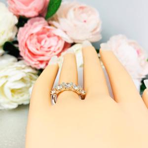 Round Near Colorless CZ Five Stone Ring 4.5mm Floating SIZES 6.5 AND 8 FINAL SALE