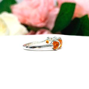 Natural Mexican Fire Opal Round Five Stone Ring