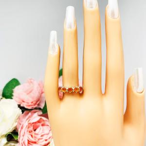 Natural Mexican Fire Opal Round Five Stone Ring