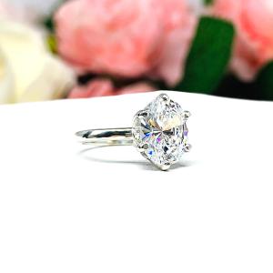 Oval Cubic Zirconia 10x8mm 6 Prong Engagement Ring
