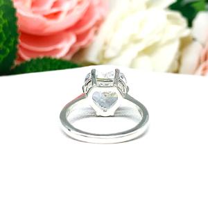 Heart Cubic Zirconia Six Prong Cathedral Engagement Ring