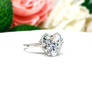 Heart Cubic Zirconia Six Prong Cathedral Engagement Ring