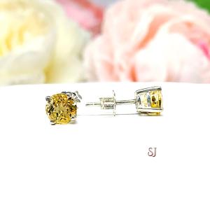 Golden Citrine Stud Earrings - Round 6mm natural gemstones - November birthstone gift