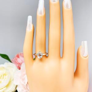 Natural White Topaz Oval Solitaire Ring - 6 prong sterling silver setting