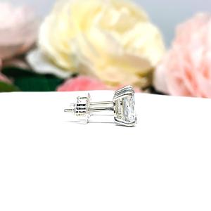 Radiant Cut Cubic Zirconia Stud Earrings - 6A quality czs - Sterling silver basket settings