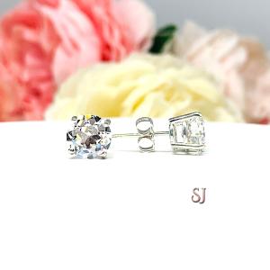 Old European Cut Cubic Zirconia Basket Stud Earrings