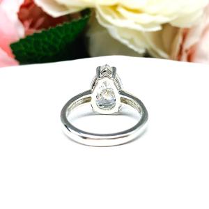 Pear Near Colorless 13x9mm CZ Wide Band Engagement Ring
