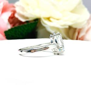 Pear Near Colorless 13x9mm CZ Wide Band Engagement Ring