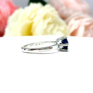 Lab Blue Sapphire Oval East West Horizontal Set Ring