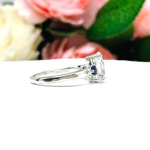 Pear CZ Lab Blue Sapphire Accents Engagement Ring