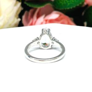 Lab White Sapphire Pear Accented Ring