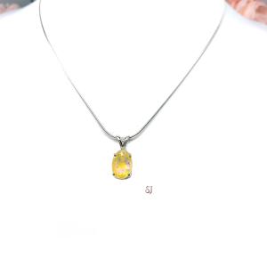 Ethiopian Opal Oval Pendant Sterling Silver Necklace 2 Carats Natural