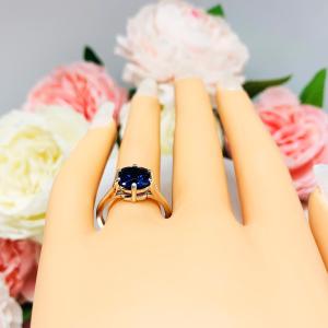 Lab Blue Sapphire 8mm Cushion Ring