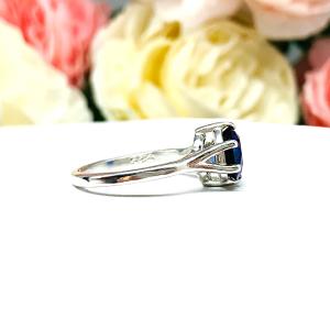 Lab Blue Sapphire 8mm Cushion Ring
