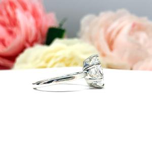 Lab White Sapphire Oval Six Prong Ring