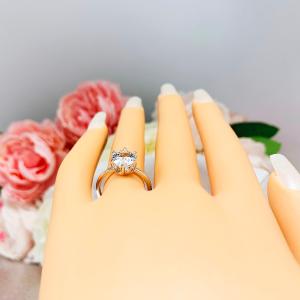 Lab White Sapphire Oval Six Prong Ring