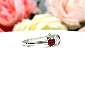 Lab Ruby Cubic Zirconia 4mm Round Five Stone Ring