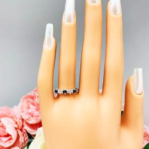 Lab Blue Sapphire CZ 3mm Round Five Stone Ring