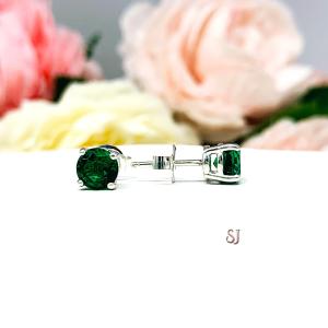 Round Lab Emerald May Birthstone Stud Earrings