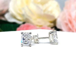 Radiant Cut Cubic Zirconia Stud Earrings - 6A quality czs - Sterling silver basket settings