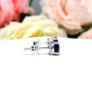 Amethyst Stud Earrings - 6mm natural gemstones - Sterling silver basket settings - February birthstone gift
