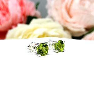 Round Peridot Stud Earrings - 6mm natural gemstones - Sterling silver settings - August birthstone gift