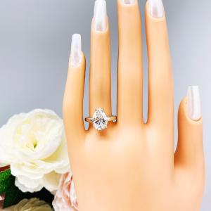 Pear Near Colorless 13x9mm CZ Wide Band Engagement Ring