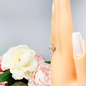 Pear Near Colorless 13x9mm CZ Wide Band Engagement Ring