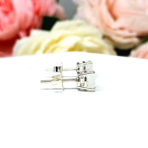 Rainbow Moonstone Stud Earrings - 6mm round gemstones - Sterling silver settings - June birthstone gift