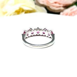 Mystic Pink Topaz Five Stone Sterling Silver Ring Natural 4mm Round October Birthstone Alternative SIZE 7  FINAL SALE
